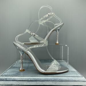 NEW Marc Fisher LTD Women’s Calisty Heeled Sandals Silver Size 9.5